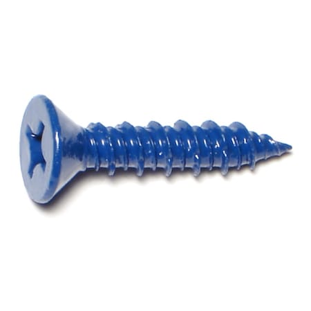 Midwest Fastener Masonry Screw, 1/4" Dia., Flat, 1-1/4" L, Steel Blue Ruspert, 12 PK 63506